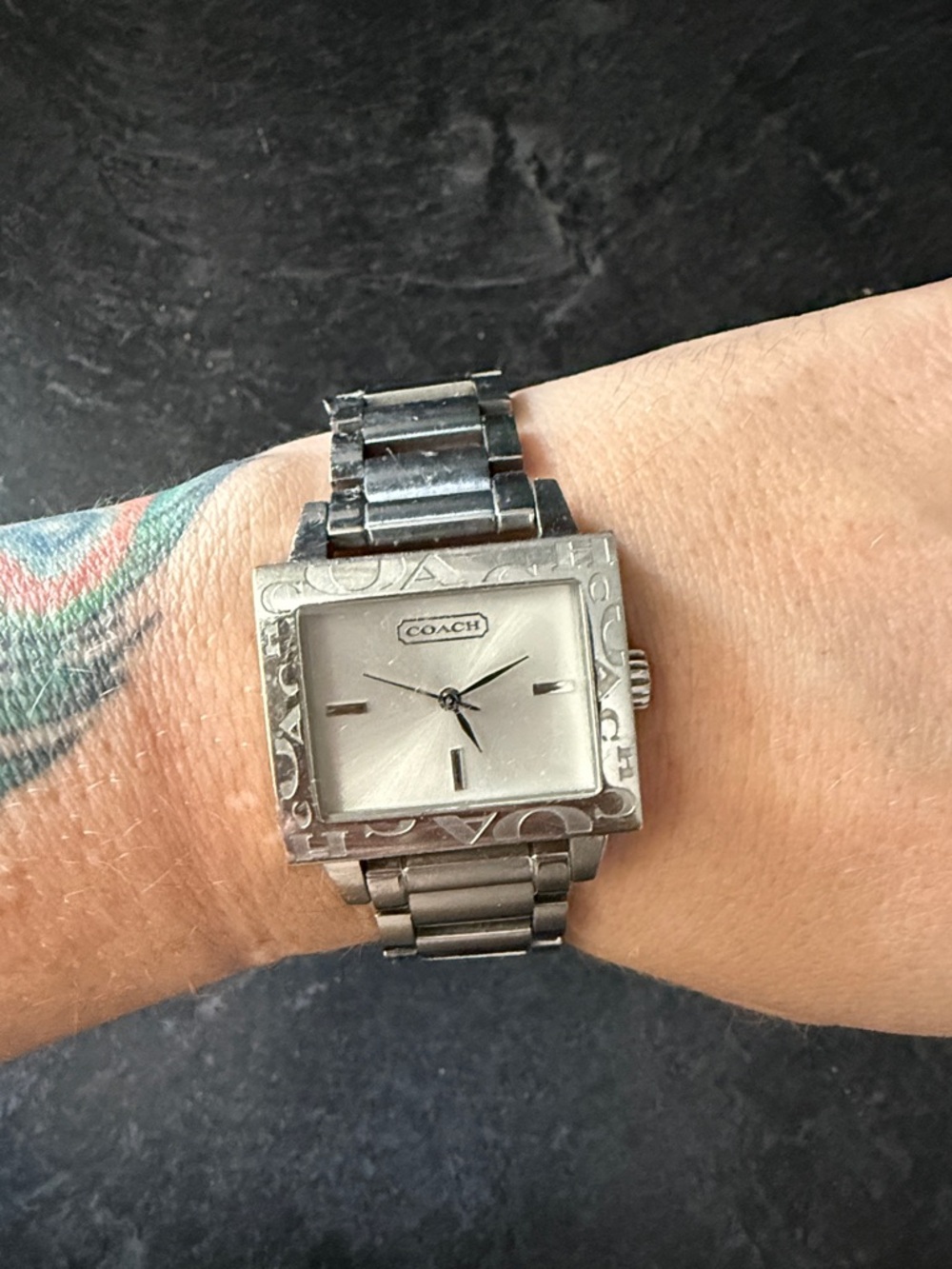 Vintage Coach Silver-Tone Square Bracelet Watch